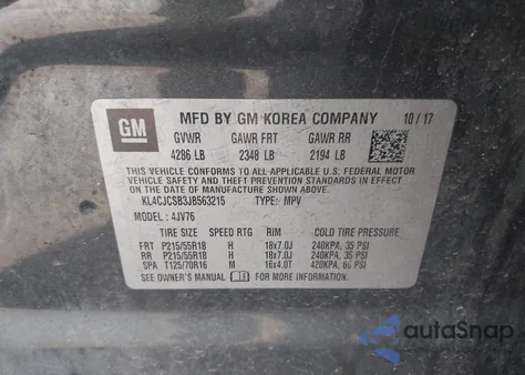 2018 Buick Encore Essence z USA, uszkodzony, nr VIN KL4CJCSB3JB563215